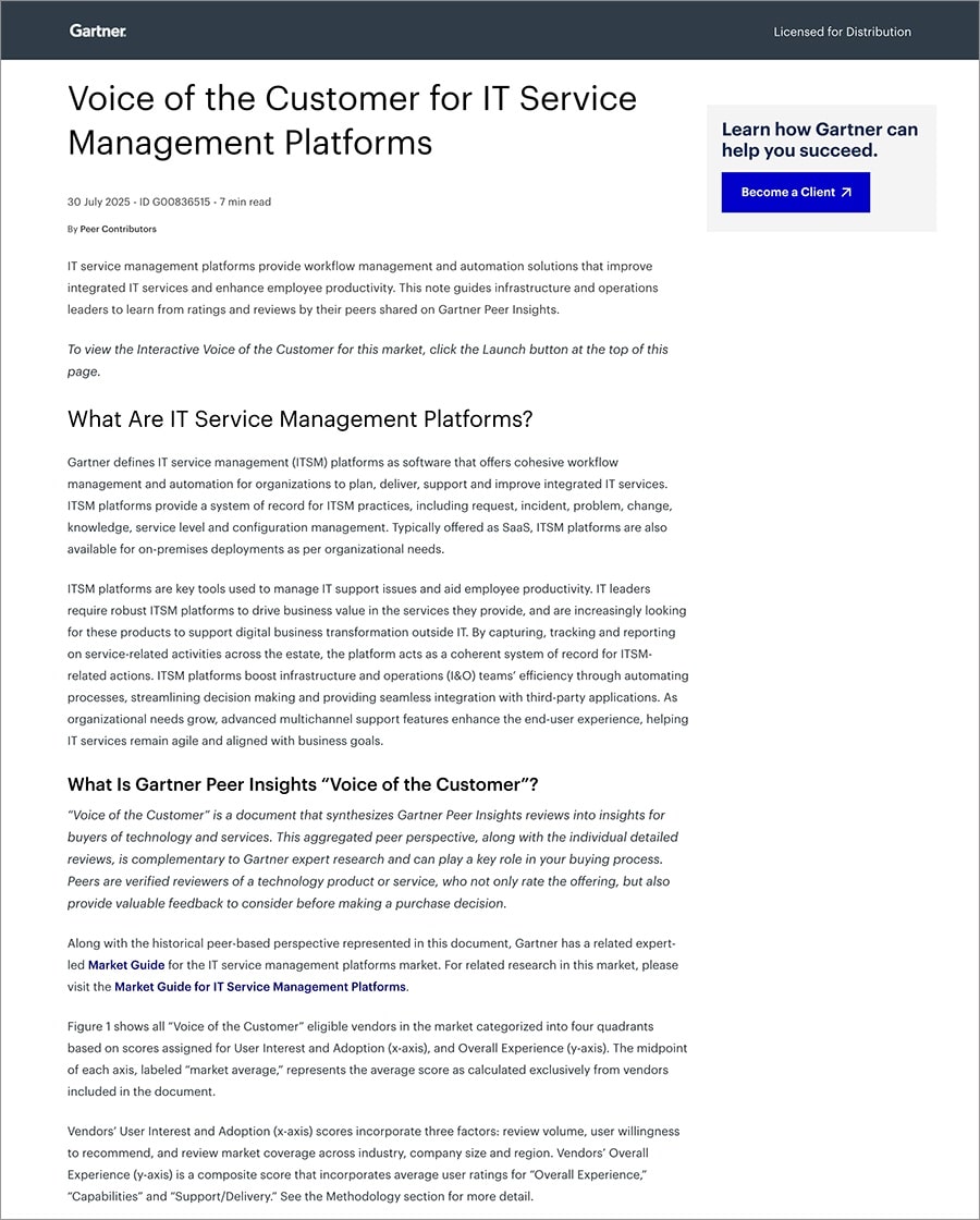 Gartner ITSM VOC Report Thumbnail